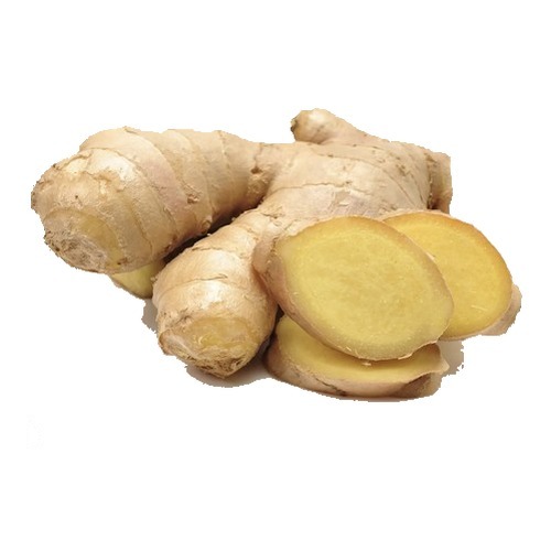 Fresh ginger root, whole and sliced