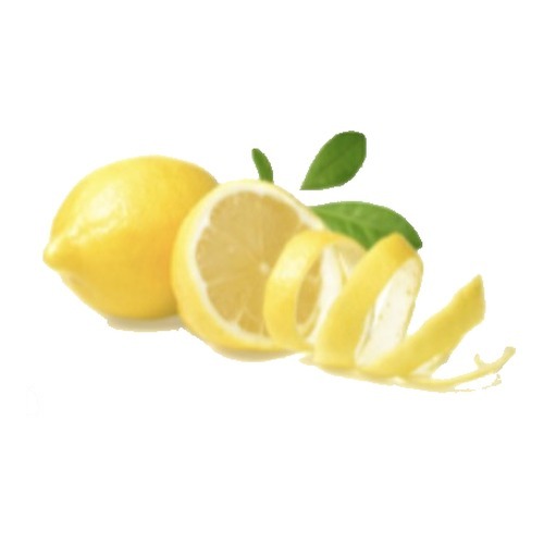 Lemon with peel curled beside it